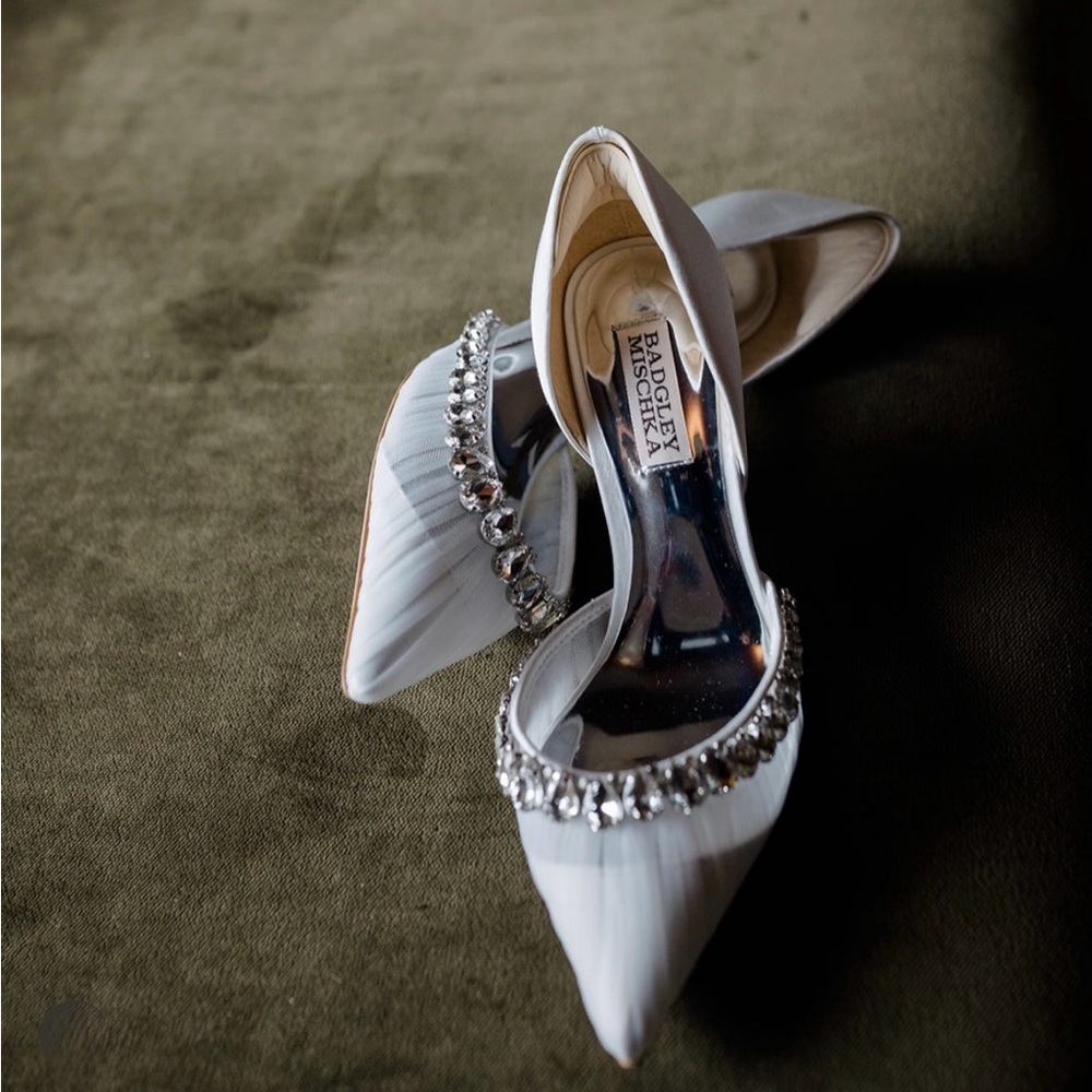 Badgley Mischka Everley Satin D'orsay Heels with Embellishments